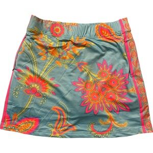 Gretchen Scott Floral Patterned Skort with Pink and Orange -S poly spandex